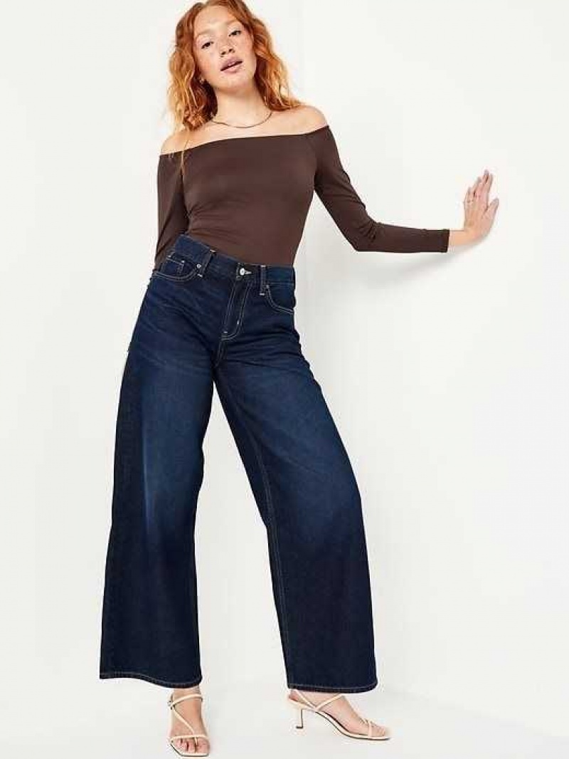 Old Navy Fitted Off-the-Shoulder Top Coffee | PIX796850