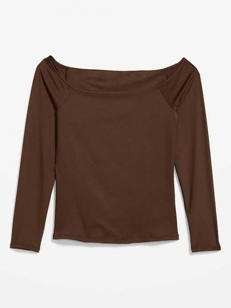 Old Navy Fitted Off-the-Shoulder Top Coffee | PIX796850