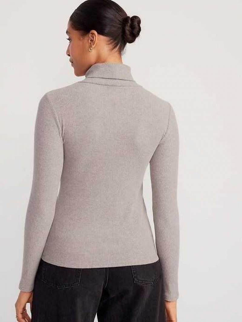 Old Navy Fitted Plush Rib-Knit Turtleneck Light Brown | QRF147856