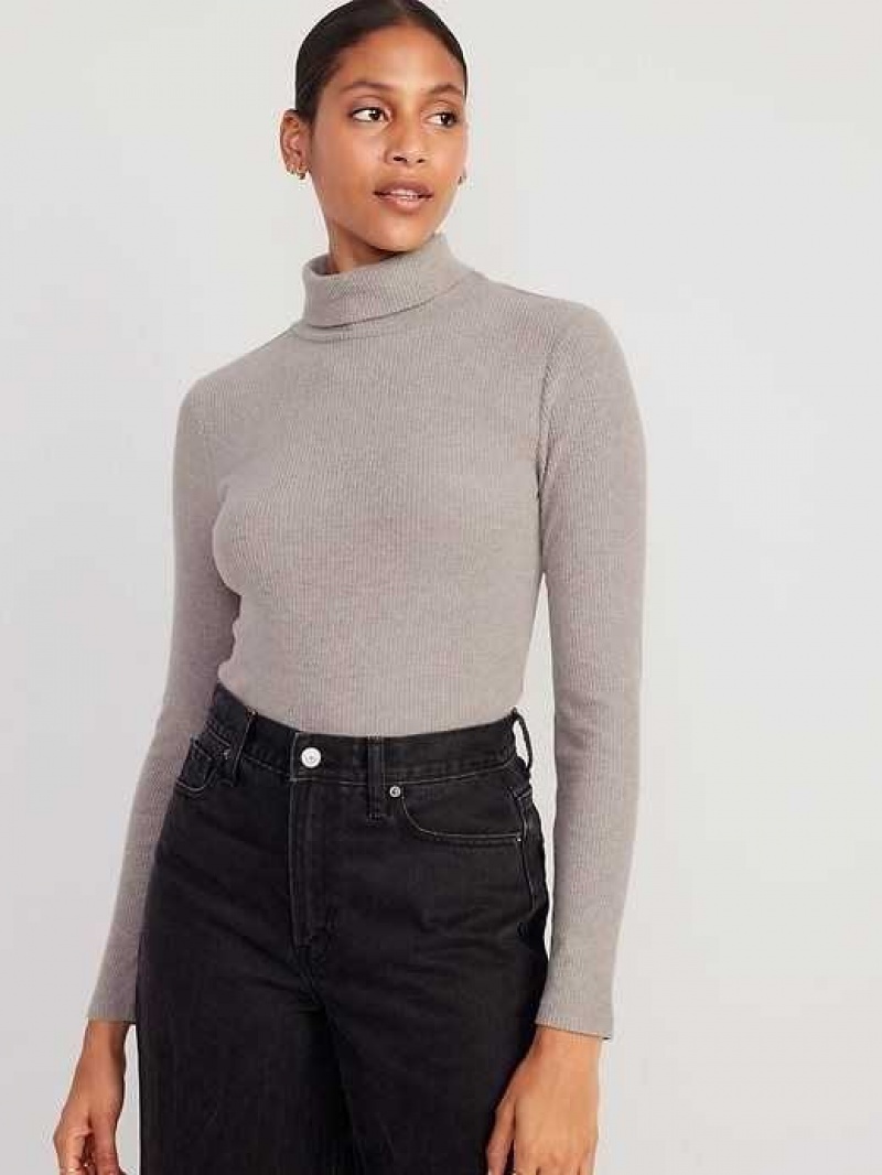 Old Navy Fitted Plush Rib-Knit Turtleneck Light Brown | QRF147856