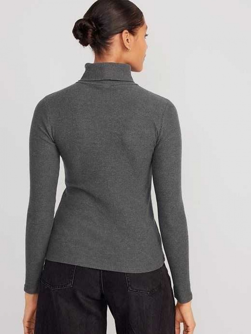 Old Navy Fitted Plush Rib-Knit Turtleneck Dark Grey | YTX287506