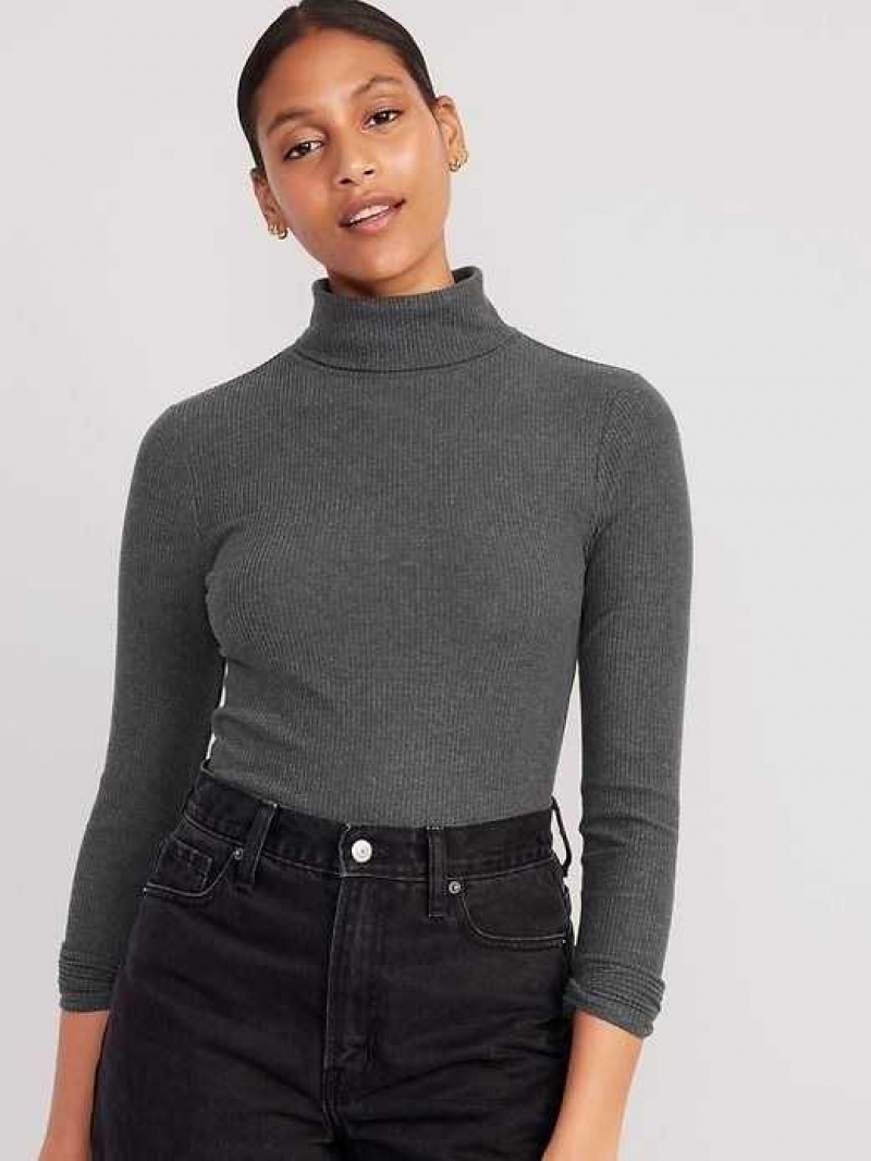 Old Navy Fitted Plush Rib-Knit Turtleneck Dark Grey | YTX287506