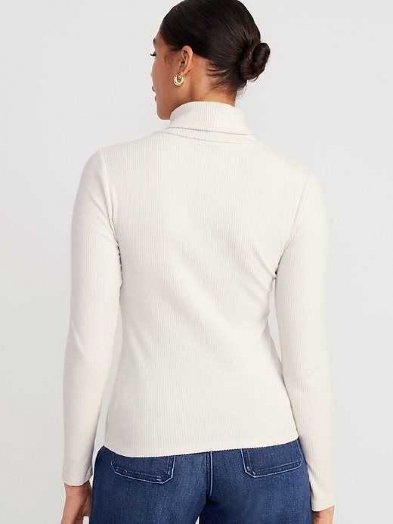 Old Navy Fitted Plush Rib-Knit Turtleneck Beige | LJU786023