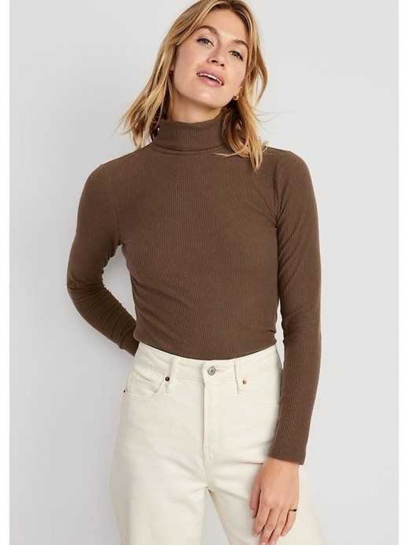 Old Navy Fitted Plush Rib-Knit Turtleneck Espresso | HIG291576