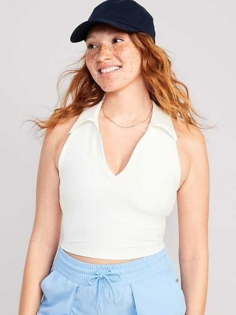 Old Navy Fitted PowerSoft Sleeveless Cropped Polo Magnolia | SDA120987