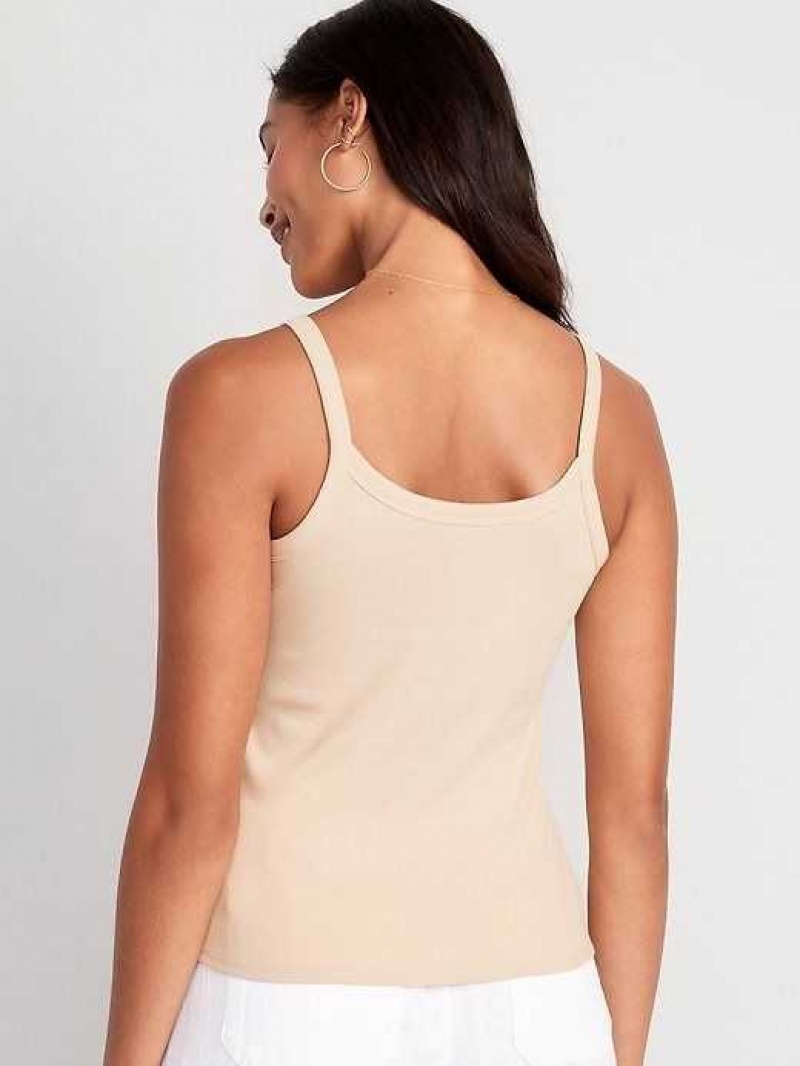 Old Navy Fitted Rib-Knit Cami Top Desert Floor | FSW932860