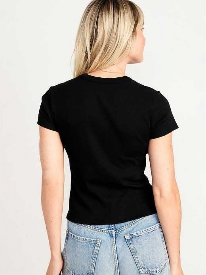 Old Navy Fitted Rib-Knit Cropped T-Shirt Black | AND052837