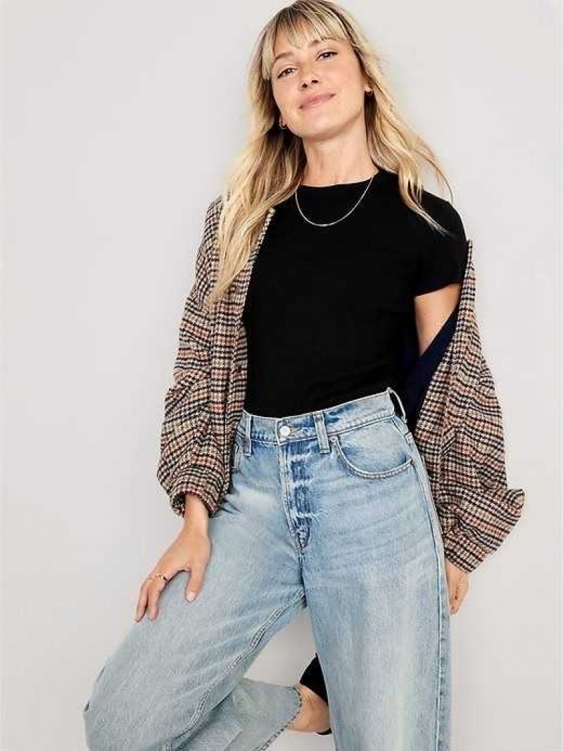 Old Navy Fitted Rib-Knit Cropped T-Shirt Black | AND052837