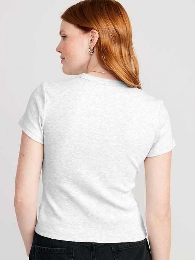 Old Navy Fitted Rib-Knit Cropped T-Shirt Light Grey | GRF768154