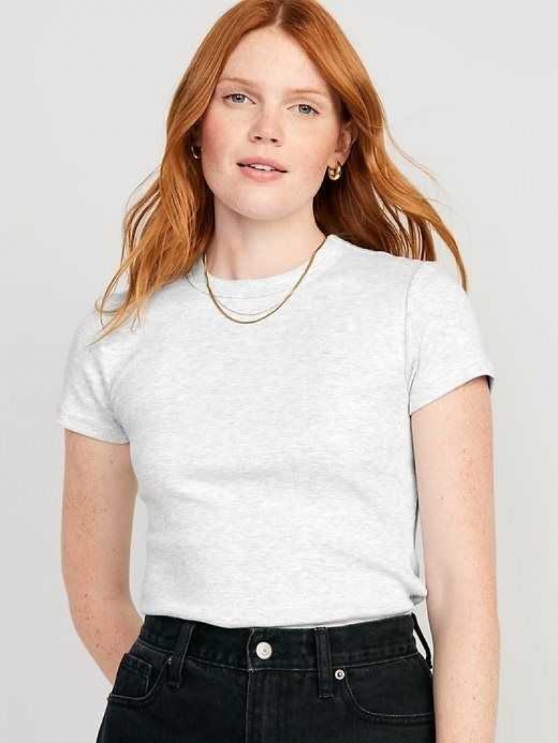 Old Navy Fitted Rib-Knit Cropped T-Shirt Light Grey | GRF768154