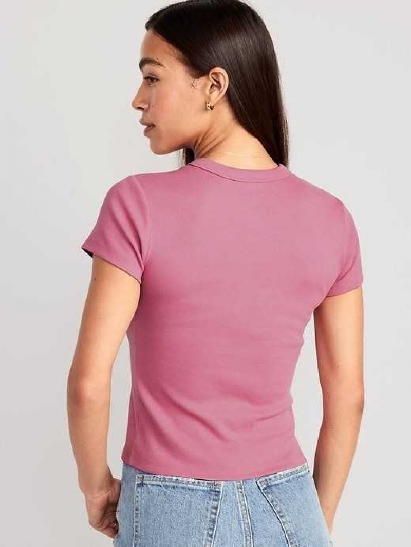 Old Navy Fitted Rib-Knit Cropped T-Shirt Rose Gold | GPT316298