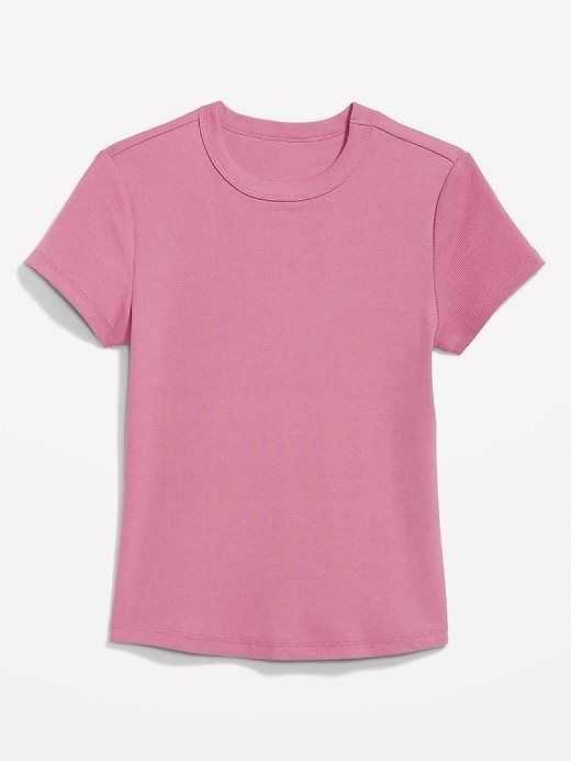 Old Navy Fitted Rib-Knit Cropped T-Shirt Rose Gold | GPT316298