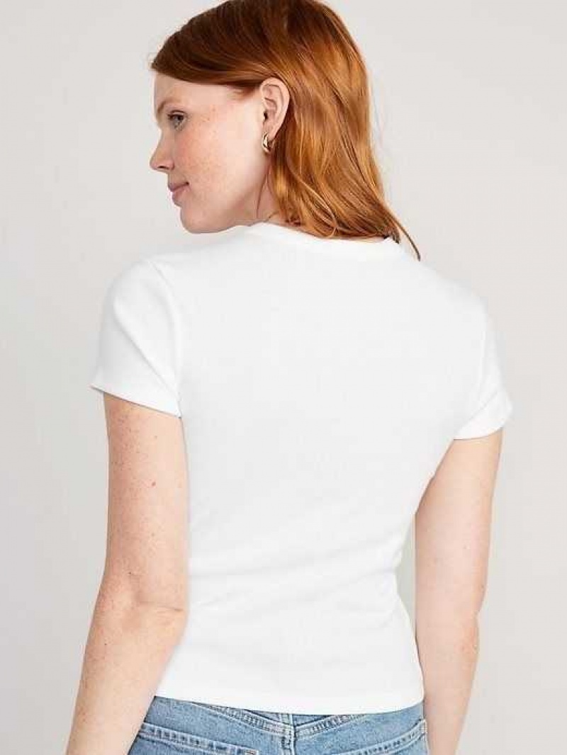 Old Navy Fitted Rib-Knit Cropped T-Shirt White | BSK974865