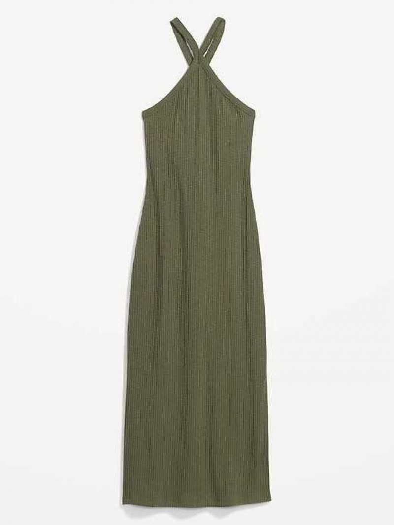 Old Navy Fitted Rib-Knit Halter Midi Dress Alpine Tundra | BKM740926