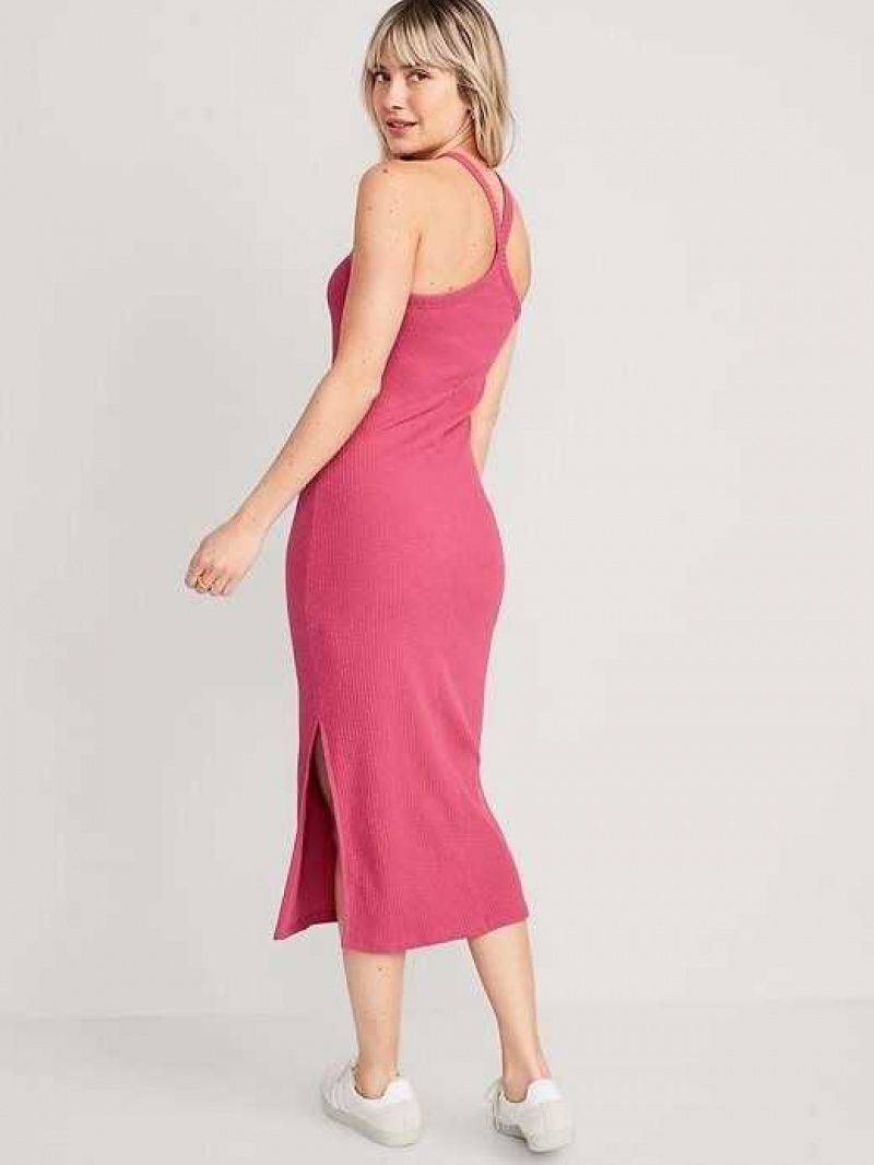 Old Navy Fitted Rib-Knit Halter Midi Dress Lotus Blossom | WFB069213