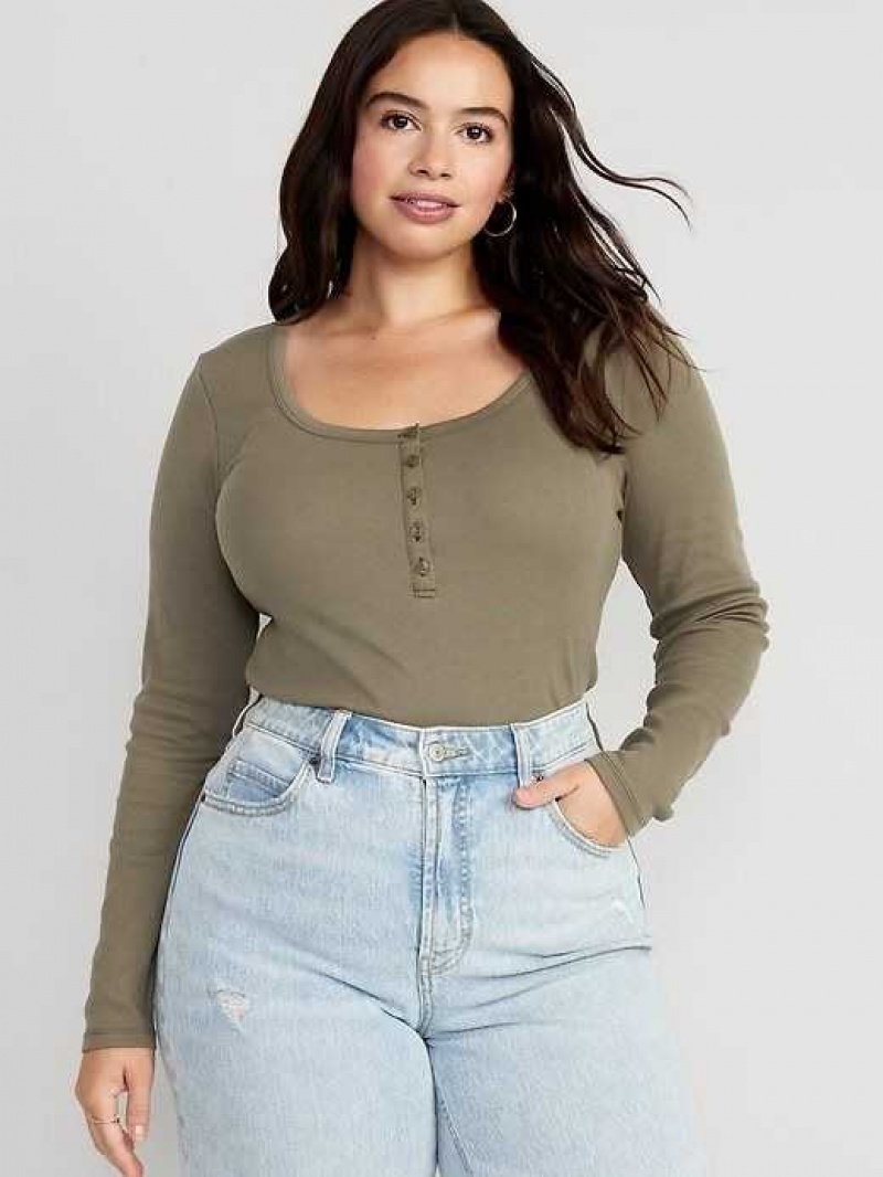 Old Navy Fitted Rib-Knit Henley T-Shirt Grey | IQL492637