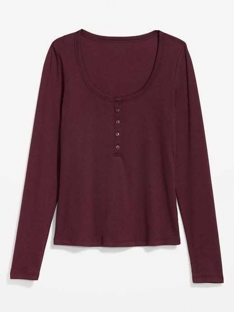 Old Navy Fitted Rib-Knit Henley T-Shirt Raisin Arizona | OYB503618