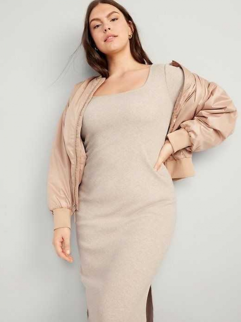 Old Navy Fitted Rib-Knit Maxi Dress Beige | WDO264398