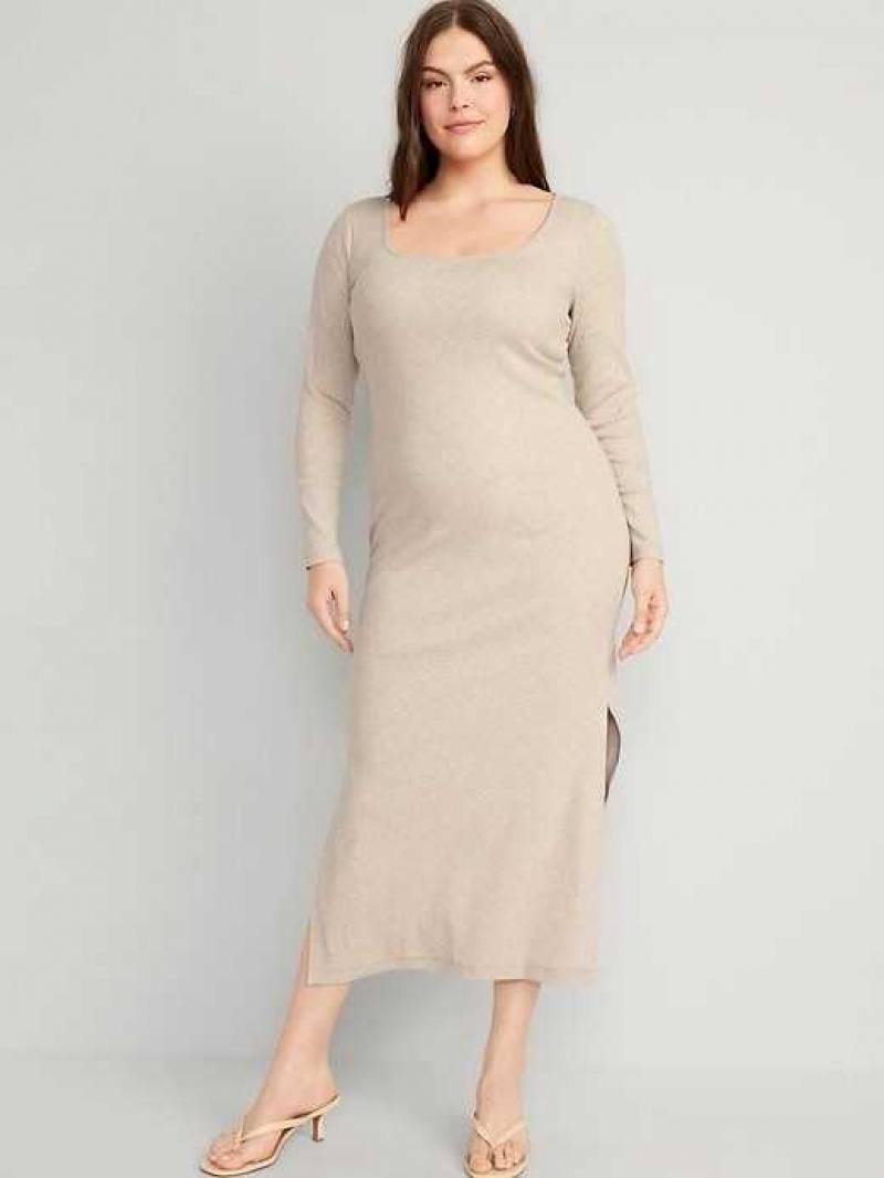 Old Navy Fitted Rib-Knit Maxi Dress Beige | WDO264398