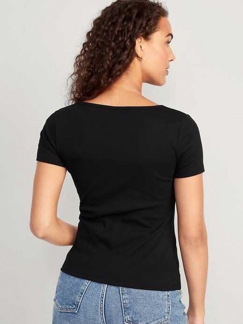 Old Navy Fitted Rib-Knit T-Shirt Black | FIZ504123