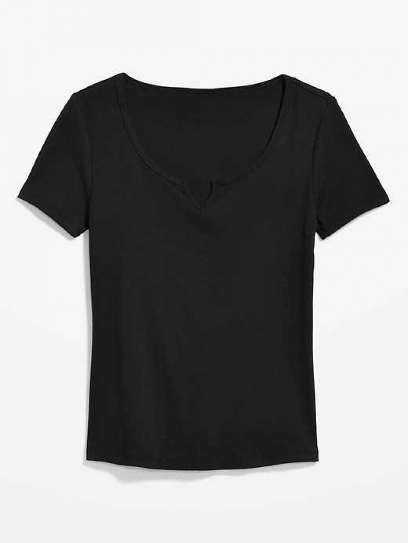 Old Navy Fitted Rib-Knit T-Shirt Black | FIZ504123