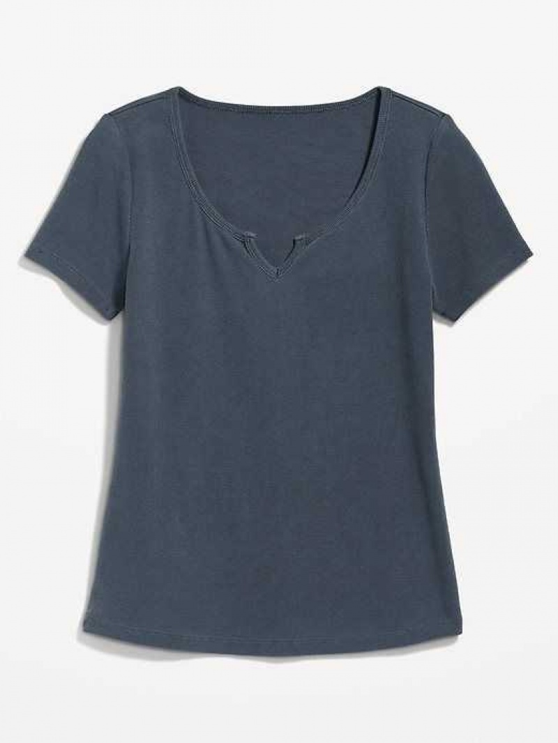 Old Navy Fitted Rib-Knit T-Shirt Blue | OXH134650