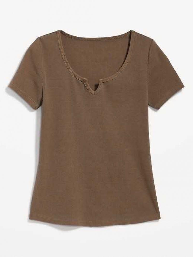 Old Navy Fitted Rib-Knit T-Shirt Espresso | UQW286347