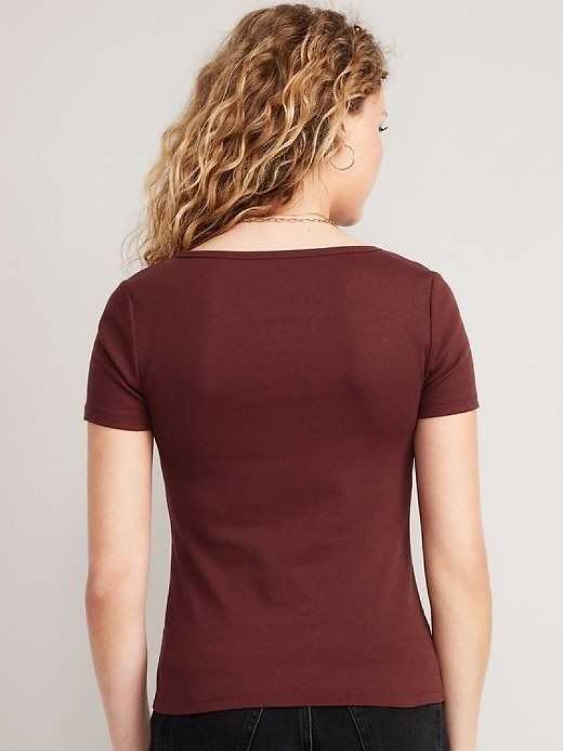 Old Navy Fitted Rib-Knit T-Shirt Red Burgundy | BIU278059