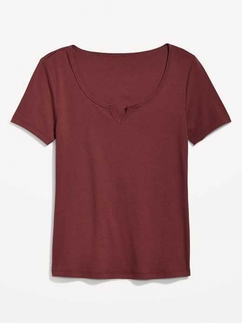 Old Navy Fitted Rib-Knit T-Shirt Red Burgundy | BIU278059