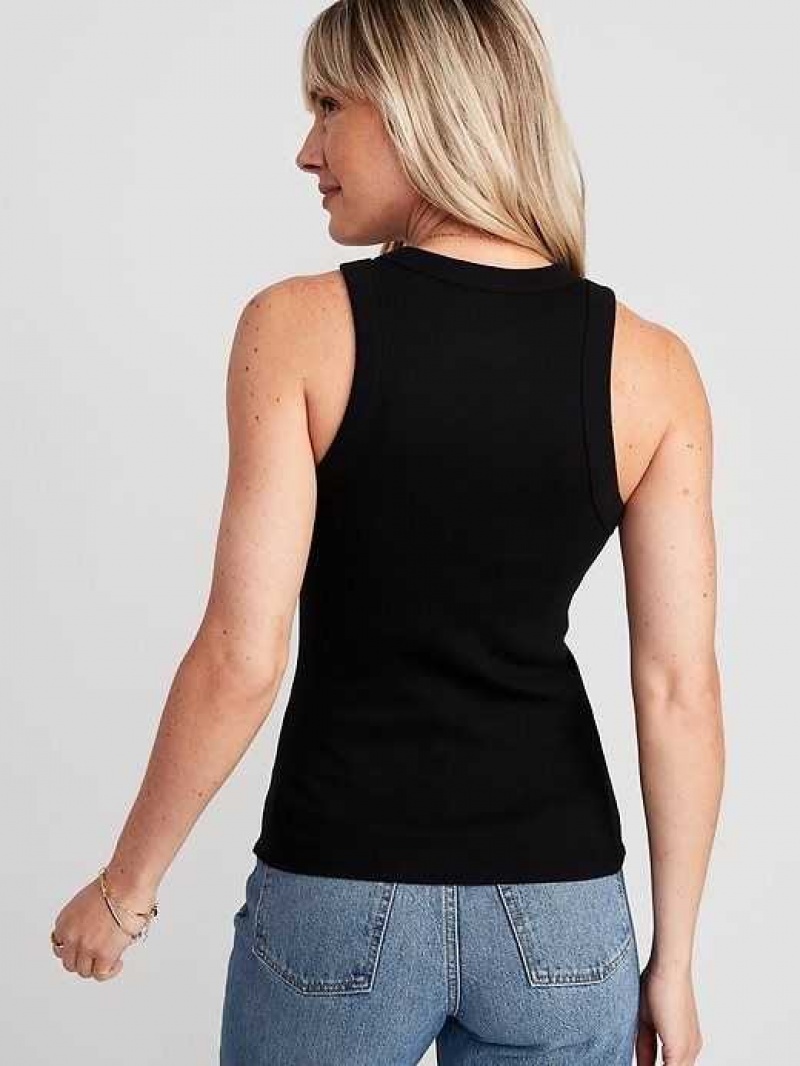 Old Navy Fitted Rib-Knit Tank Top Black | VFC782469