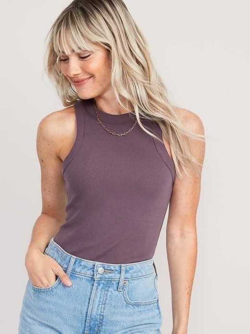 Old Navy Fitted Rib-Knit Tank Top Wild Currant | FJL952348