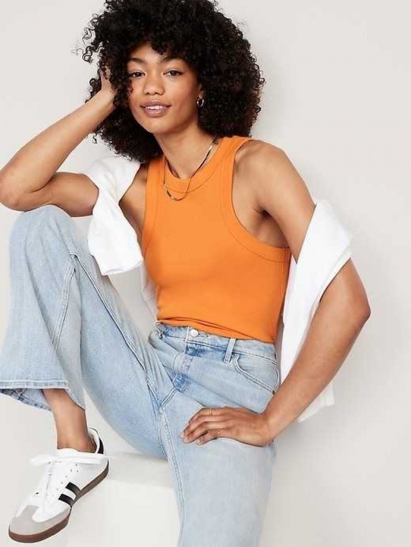 Old Navy Fitted Rib-Knit Tank Top Wild Papaya | CUT274139