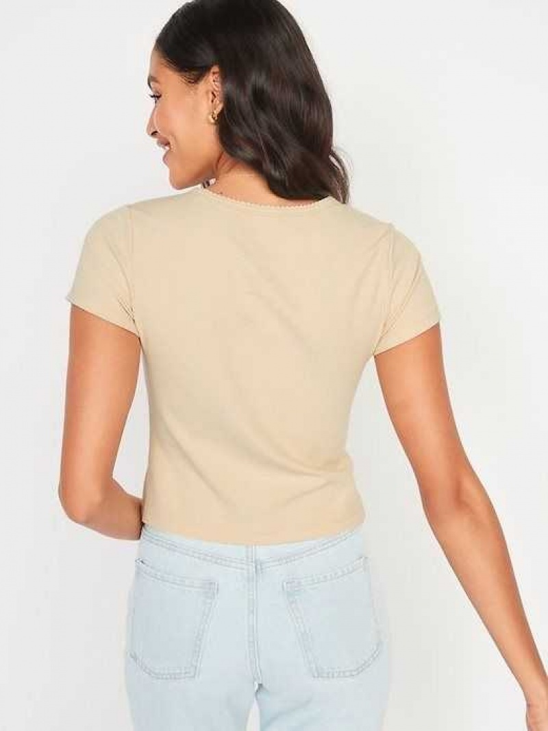 Old Navy Fitted Short-Sleeve Cropped Rib-Knit T-Shirt Oak Branch | RPV065193