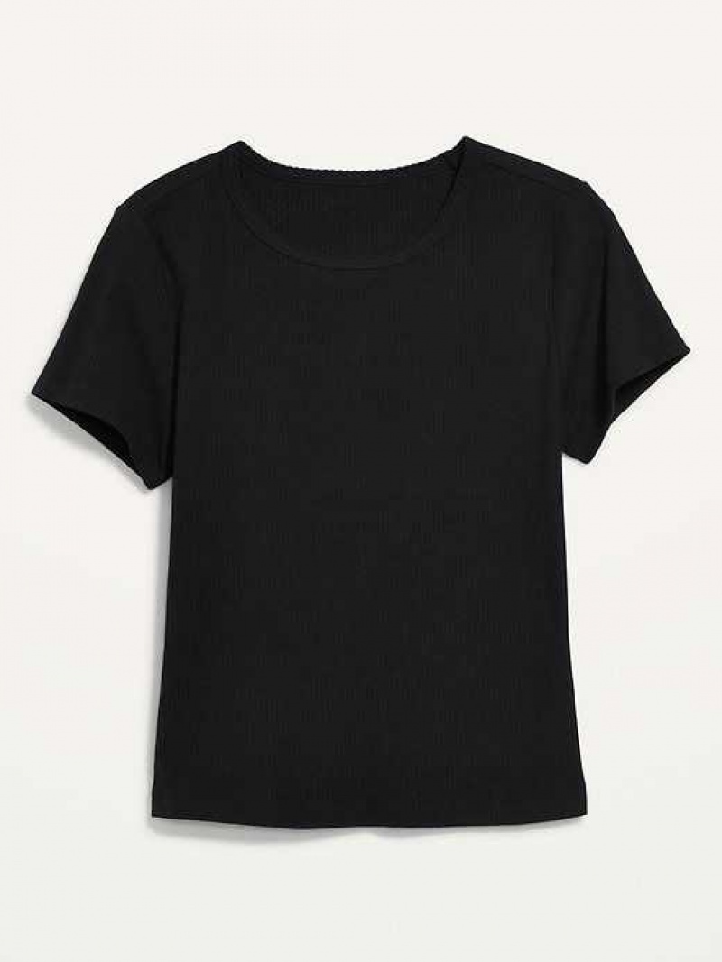 Old Navy Fitted Short-Sleeve Cropped Rib-Knit T-Shirt Black | FYK468091