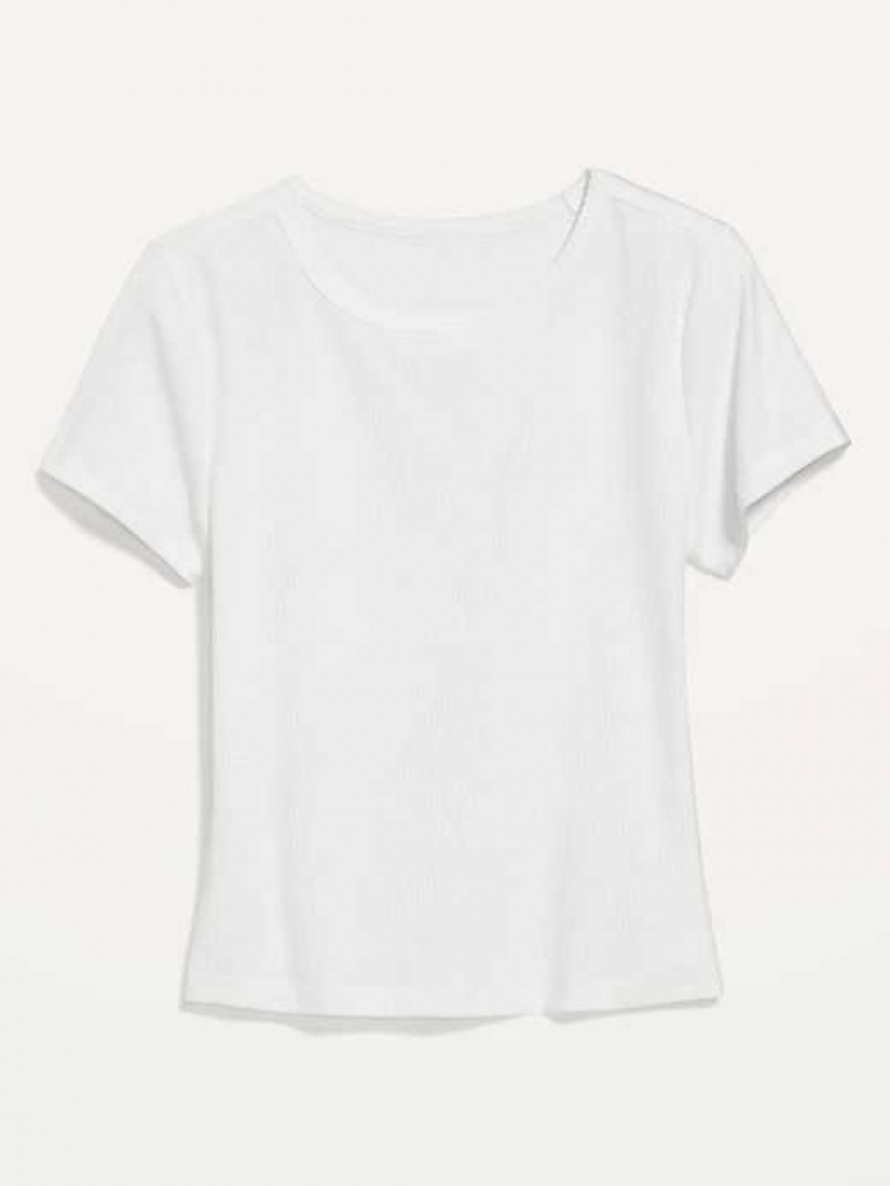 Old Navy Fitted Short-Sleeve Cropped Rib-Knit T-Shirt White | DAQ107853