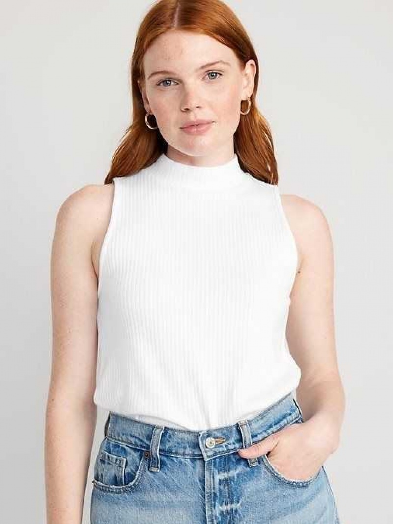 Old Navy Fitted Sleeveless Mock-Neck Top White | NDU154370