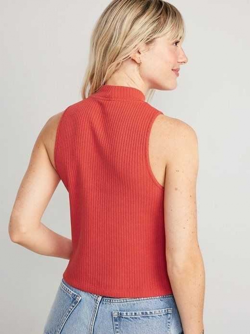 Old Navy Fitted Sleeveless Mock-Neck Top Auburn | JHR798362