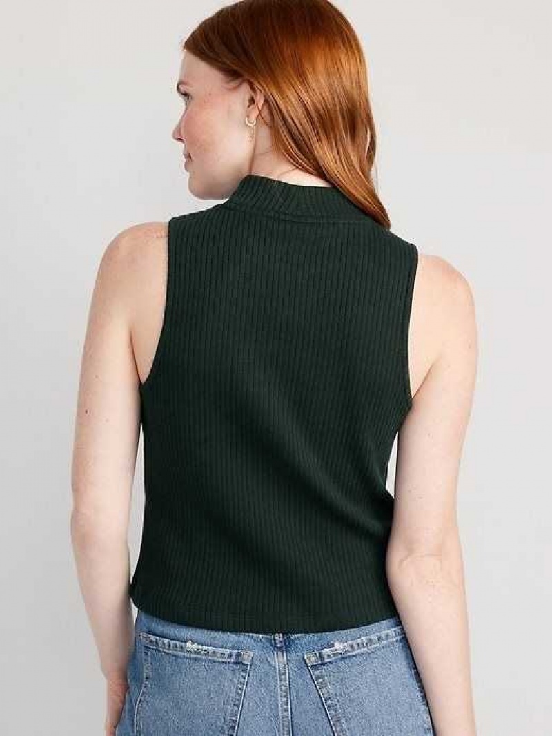 Old Navy Fitted Sleeveless Mock-Neck Top Dark Bottle | XVI916702