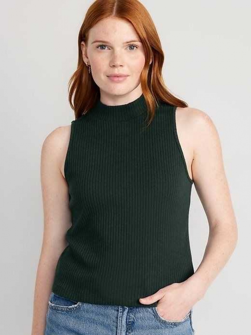 Old Navy Fitted Sleeveless Mock-Neck Top Dark Bottle | XVI916702