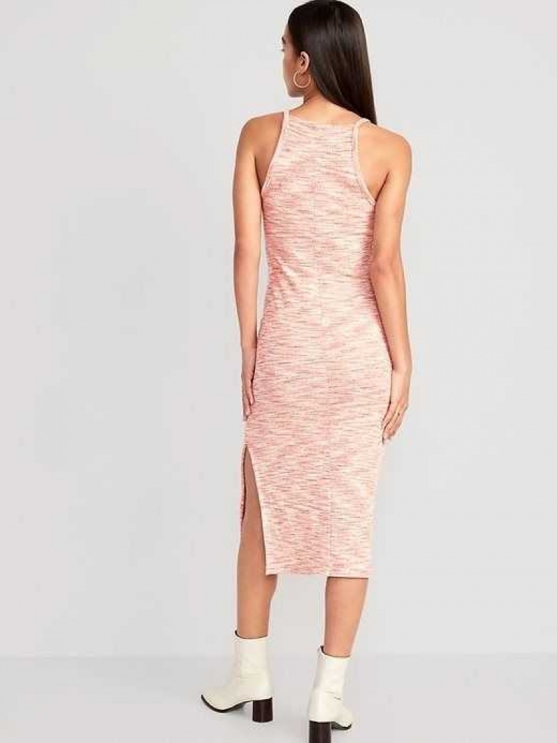 Old Navy Fitted Sleeveless Rib-Knit Midi Dress Coral | SNK768514