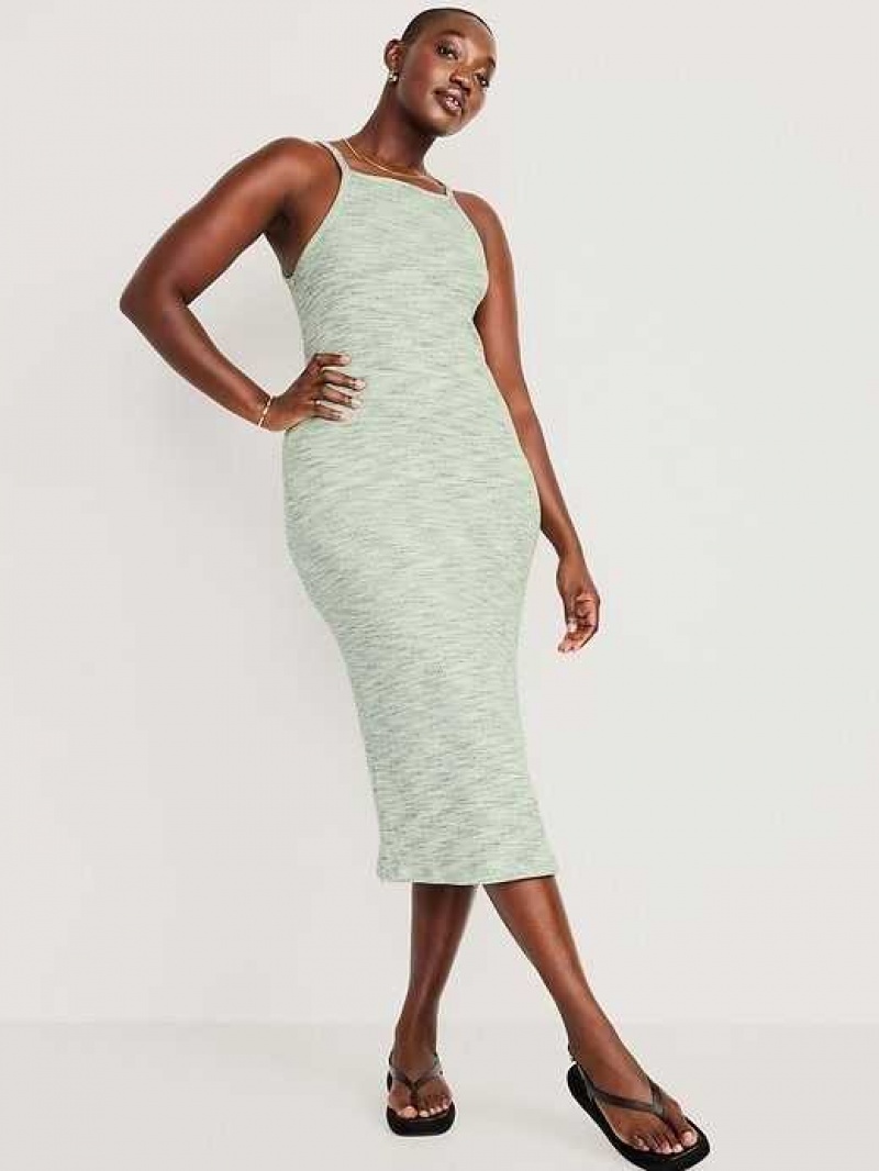 Old Navy Fitted Sleeveless Rib-Knit Midi Dress Briny Water | EGJ534621