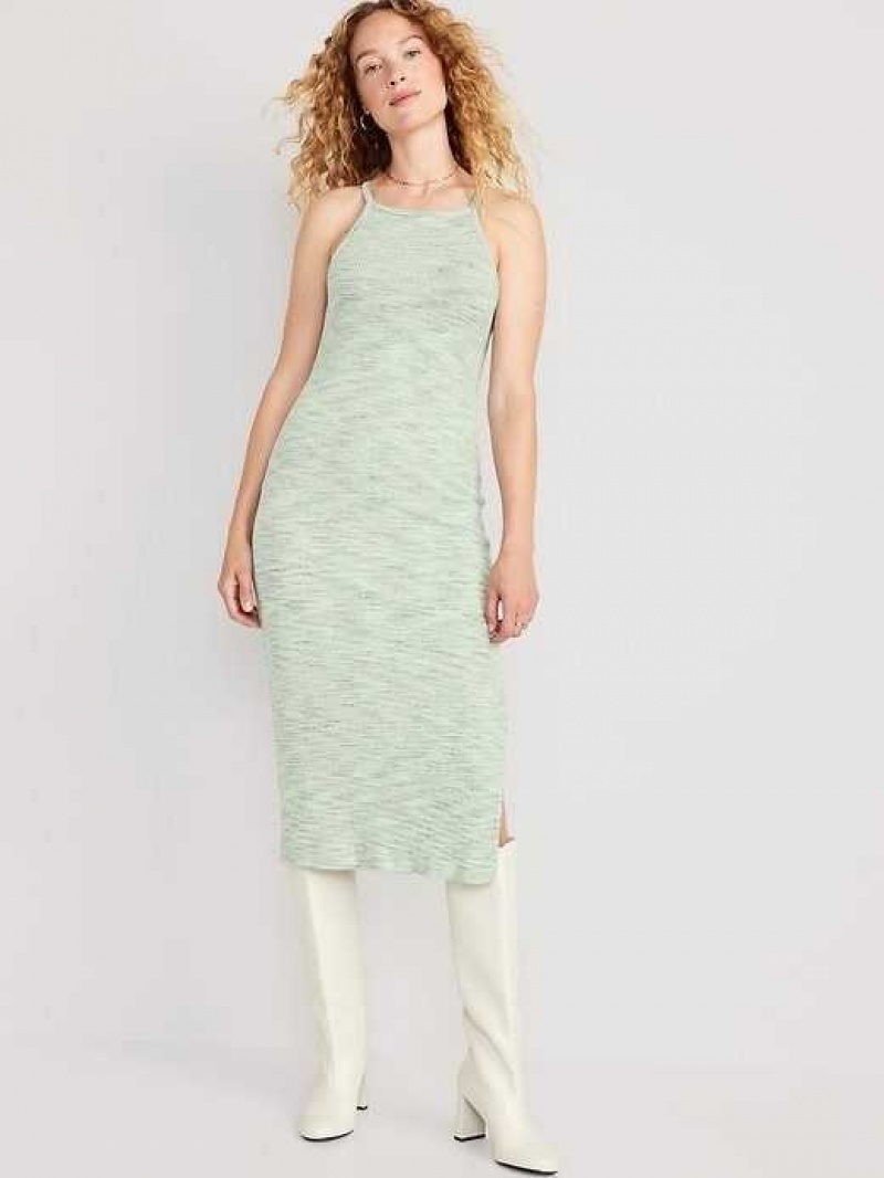 Old Navy Fitted Sleeveless Rib-Knit Midi Dress Briny Water | EGJ534621