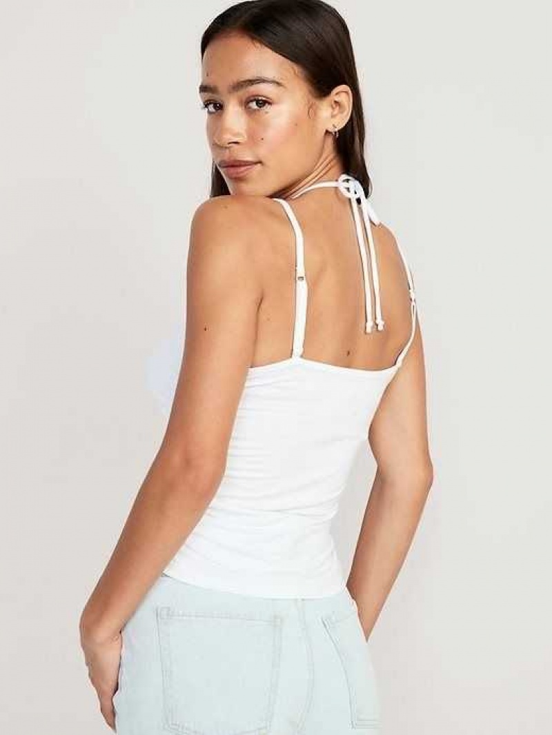 Old Navy Fitted Sleeveless Tie-Front Top White | EPO096583