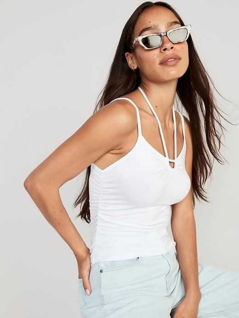 Old Navy Fitted Sleeveless Tie-Front Top White | EPO096583