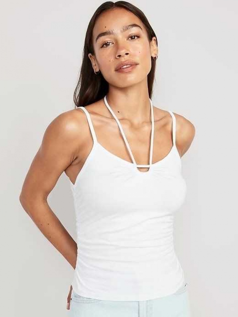 Old Navy Fitted Sleeveless Tie-Front Top White | EPO096583