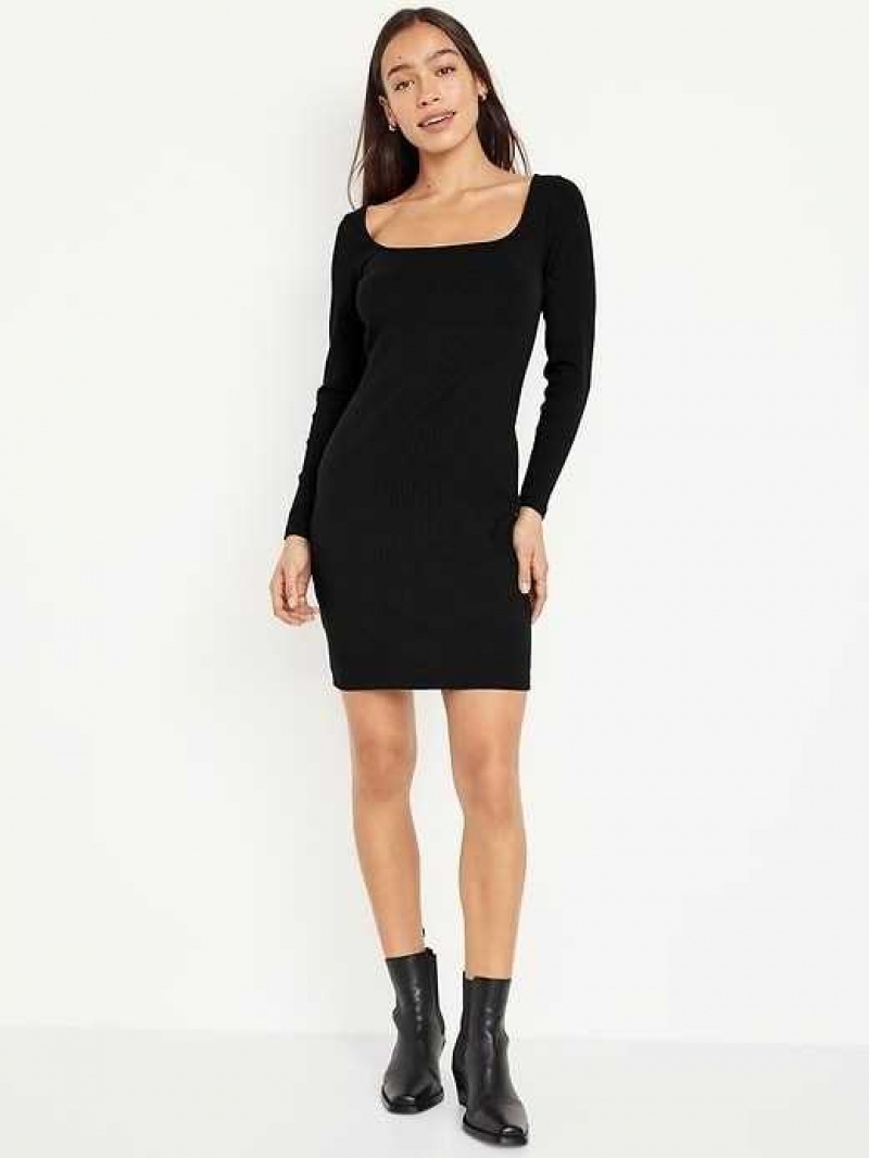 Old Navy Fitted Square-Neck Mini Dress Blackjack | OWE930584