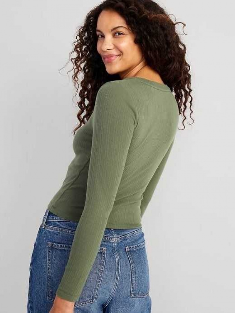 Old Navy Fitted Square-Neck Rib-Knit T-Shirt Alpine Tundra | HMI270468