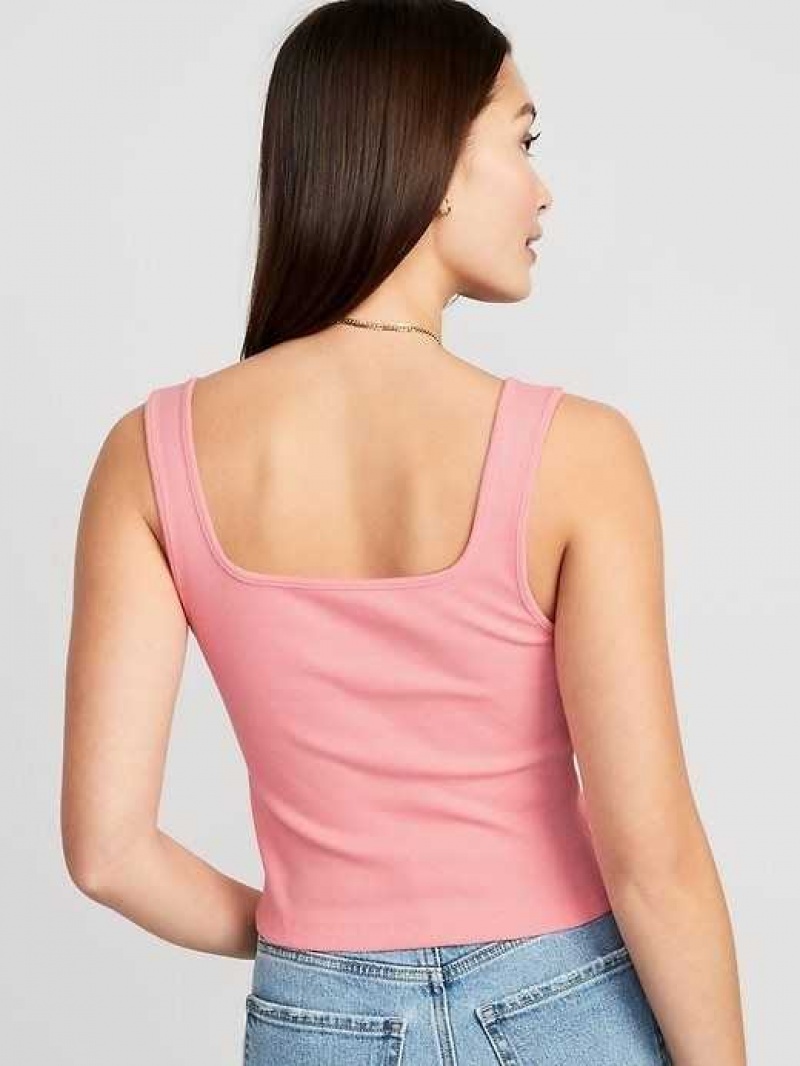 Old Navy Fitted Square-Neck Ultra-Cropped Rib-Knit Tank Top Heartfelt | IAF192530