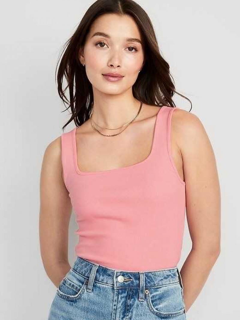 Old Navy Fitted Square-Neck Ultra-Cropped Rib-Knit Tank Top Heartfelt | IAF192530