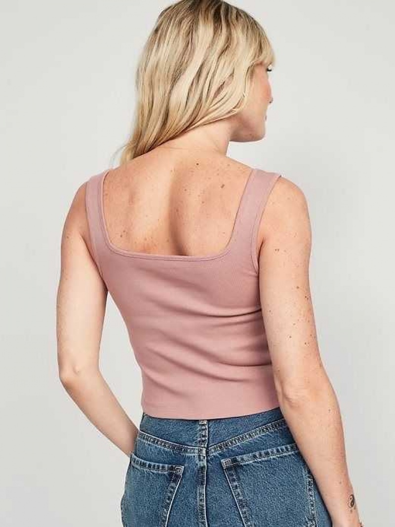 Old Navy Fitted Square-Neck Ultra-Cropped Rib-Knit Tank Top Pink Light Blue | XDG530248